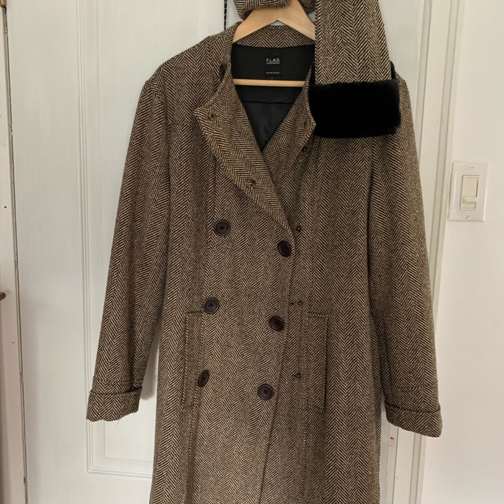 Classic Herringbone Trench Coat